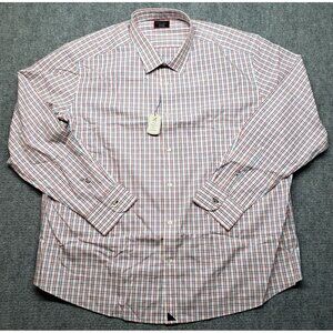 UNTUCKit Avila WF Shirt Mens 3XL Reg Blue Red White Long Sleeve Button Up New